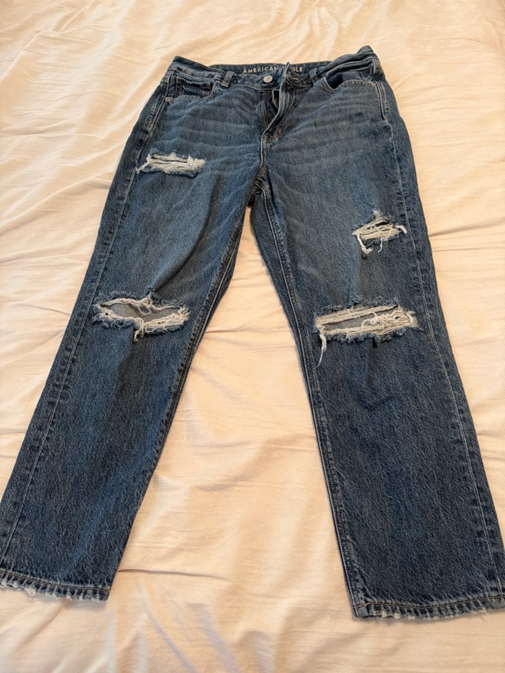 American Eagle Outfitters Distressed Dark Blue Cropped Jeans